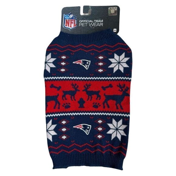 NFL Officially Licensed New England Patriots Petwear Knit Dog Sweater Medium NWT - Picture 1 of 8
